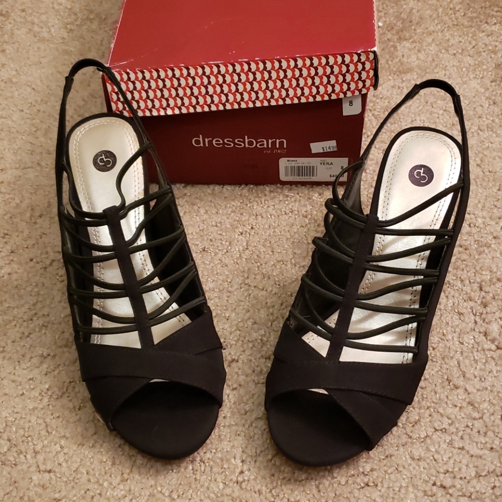 DRESSBARN YERA black elastic strappy heels